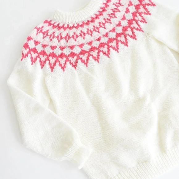 Vintage Handmade Cream Knit Cowichan Fair Isle Icelandic Fisherman Sweater S - Picture 7 of 12